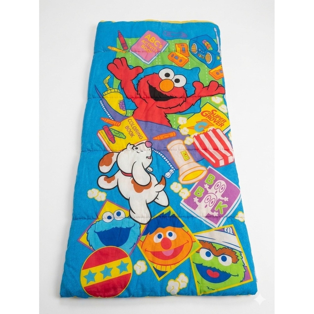 Vintage Sesame Street Elmo Barkley Kids Slumber Sleeping Bag‎ 90s Jim Henson